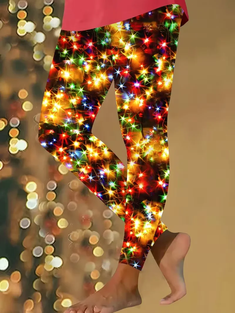 Women Christmas Casual All Season Printing Long Leggings