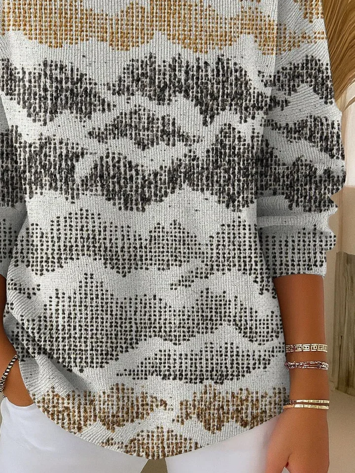Women Abstract Printing Spring/Fall Casual Long Sleeve Crew Neck Sweater
