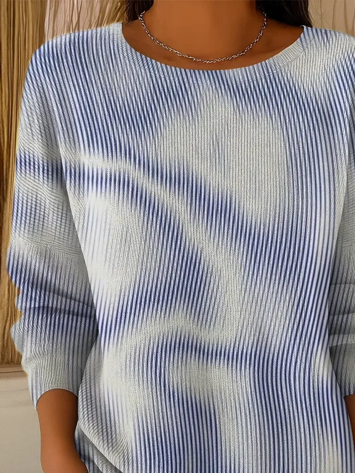 Women Abstract Printing Spring/Fall Casual Long Sleeve Crew Neck Sweater