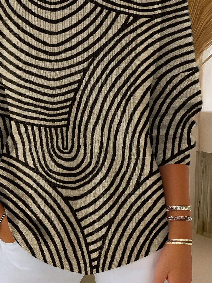 Women Abstract Printing Spring/Fall Casual Long Sleeve Crew Neck Sweater