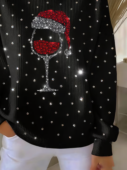 Women Christmas Crew Neck Printing Casual Spring/Fall Long Sleeve Sweatshirt