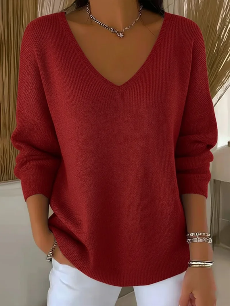 Women Plain Long Sleeve Tee T-shirt V Neck Printing Casual Spring/Fall Top