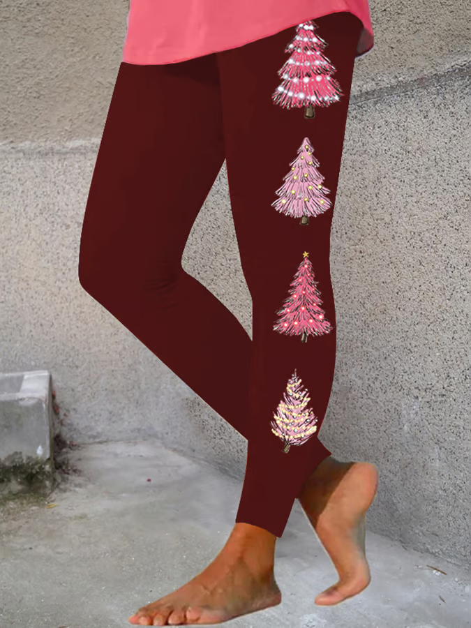 Women Christmas Casual All Season Printing Long Leggings