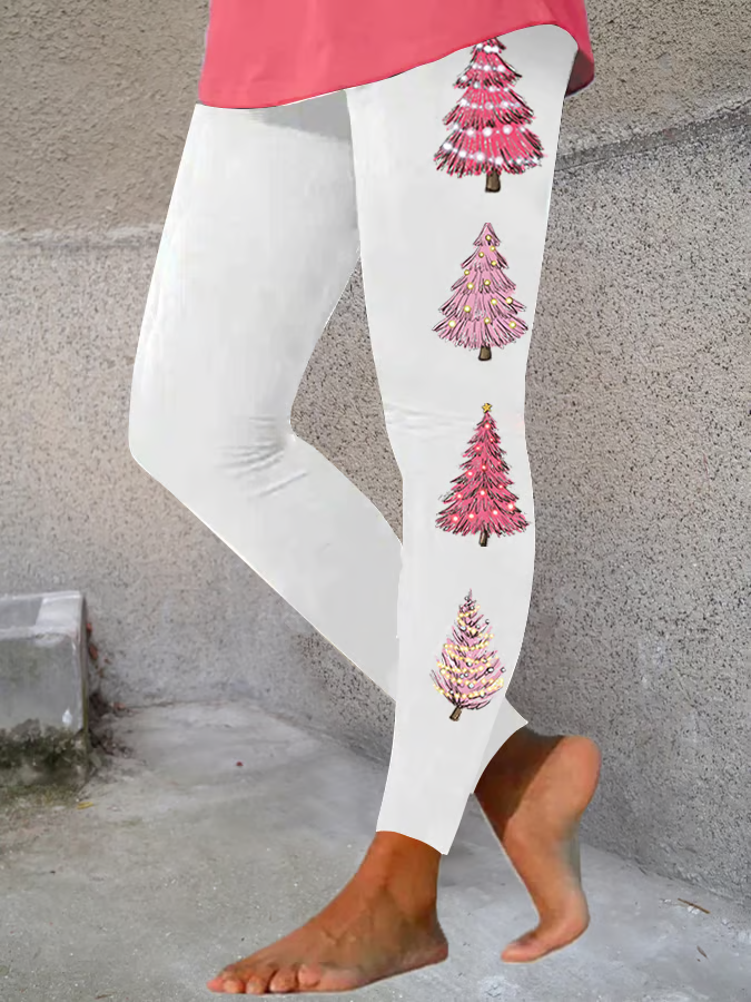 Women Christmas Casual All Season Printing Long Leggings