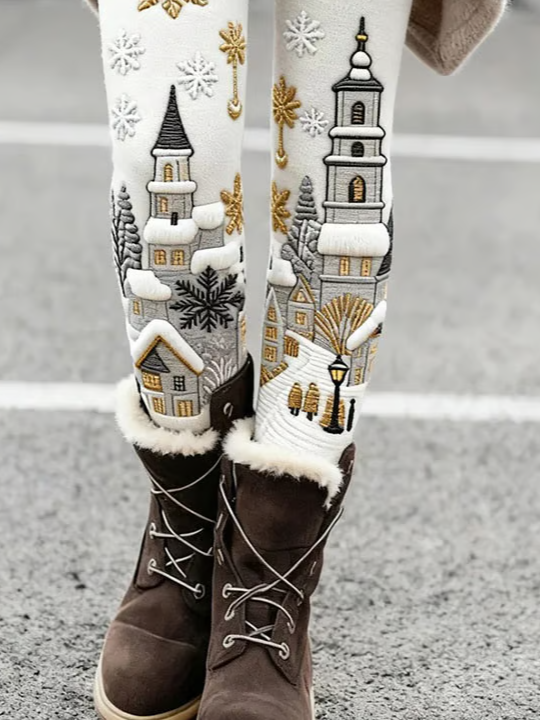 Women Christmas Casual All Season Printing Long Leggings