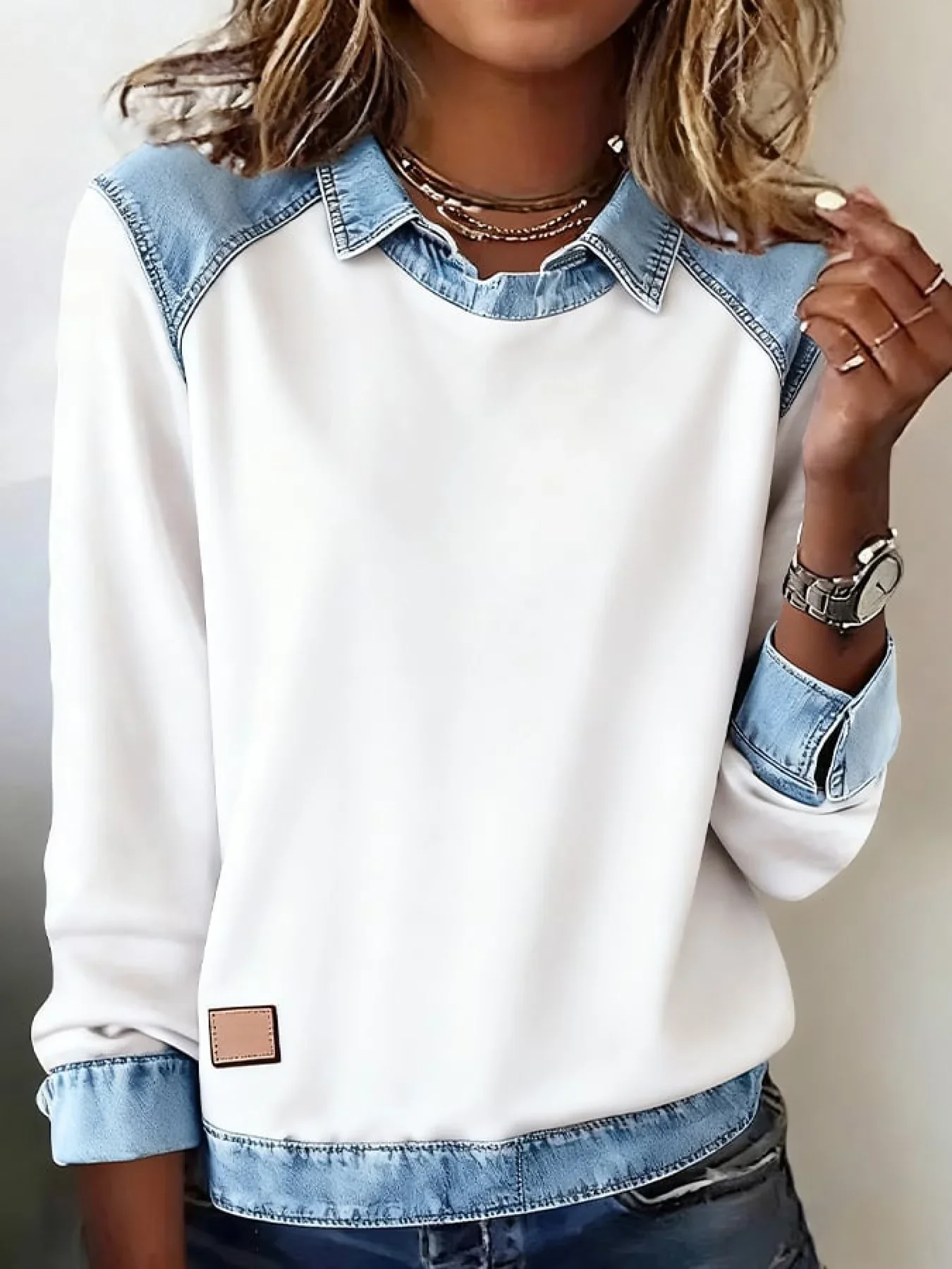 Women Plain Shawl Collar Vintage Spring/Fall Long Sleeve Sweatshirt