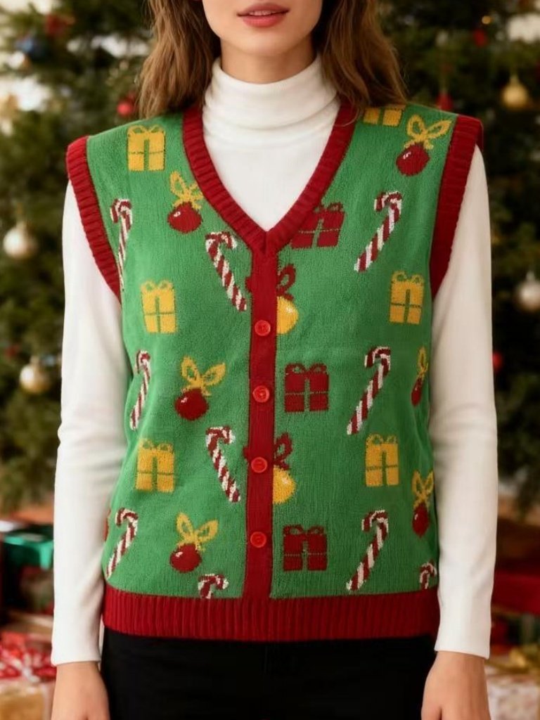 Christmas Regular Fit Acrylic Elegant Vest
