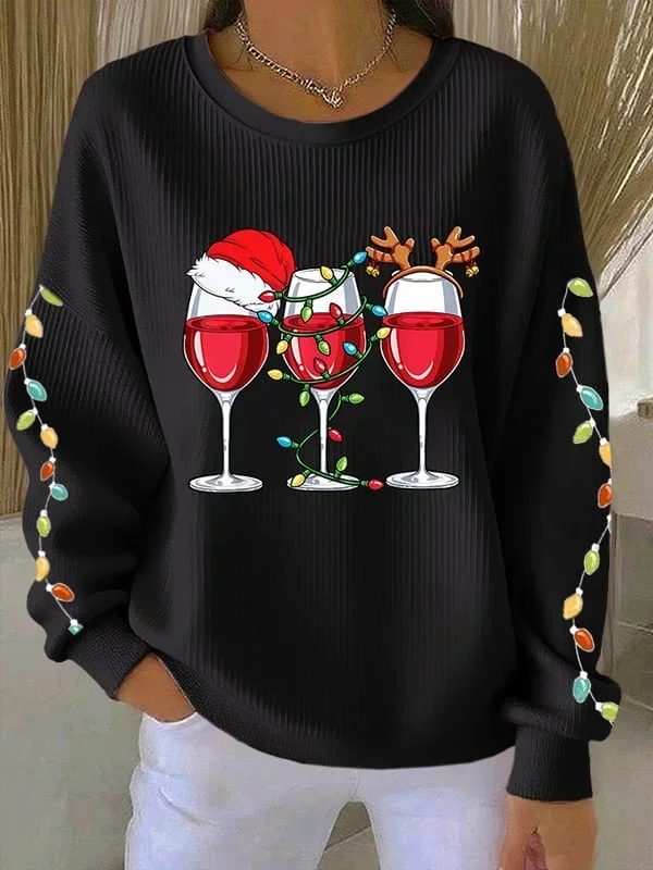 Women Christmas Crew Neck Printing Casual Spring/Fall Long Sleeve Sweatshirt