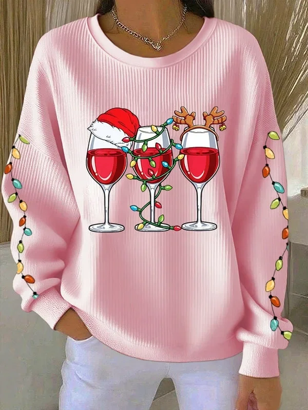 Women Christmas Crew Neck Printing Casual Spring/Fall Long Sleeve Sweatshirt