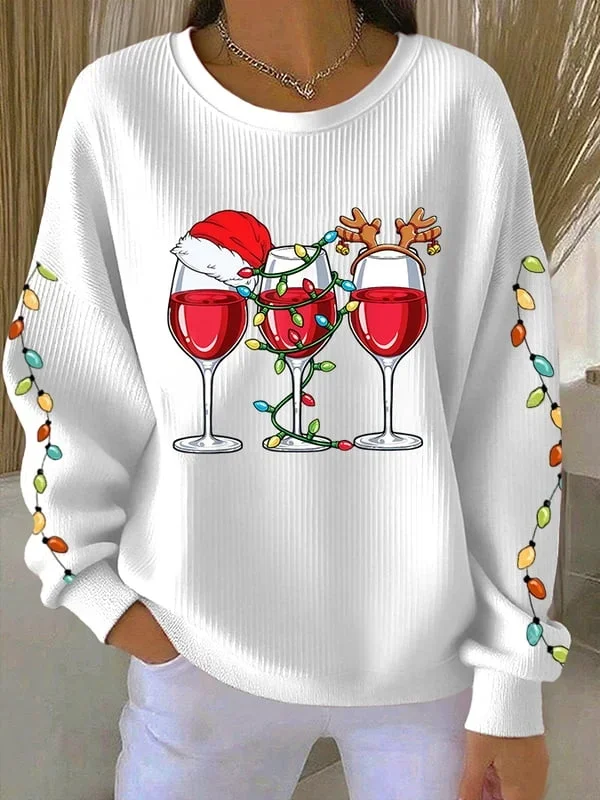Women Christmas Crew Neck Printing Casual Spring/Fall Long Sleeve Sweatshirt