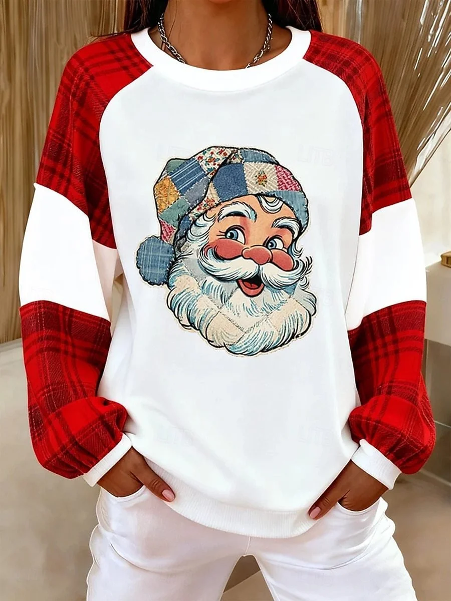 Women Color Block Crew Neck Printing Casual Spring/Fall Long Sleeve Sweatshirt