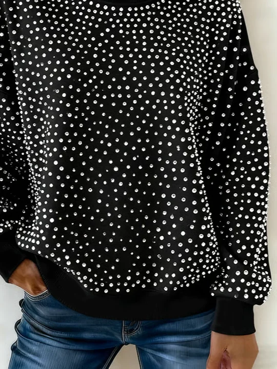 Women Abstract Polka Dots Crew Neck Printing Casual Spring/Fall Long Sleeve Sweatshirt