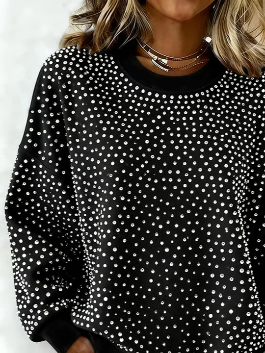 Women Abstract Polka Dots Crew Neck Printing Casual Spring/Fall Long Sleeve Sweatshirt