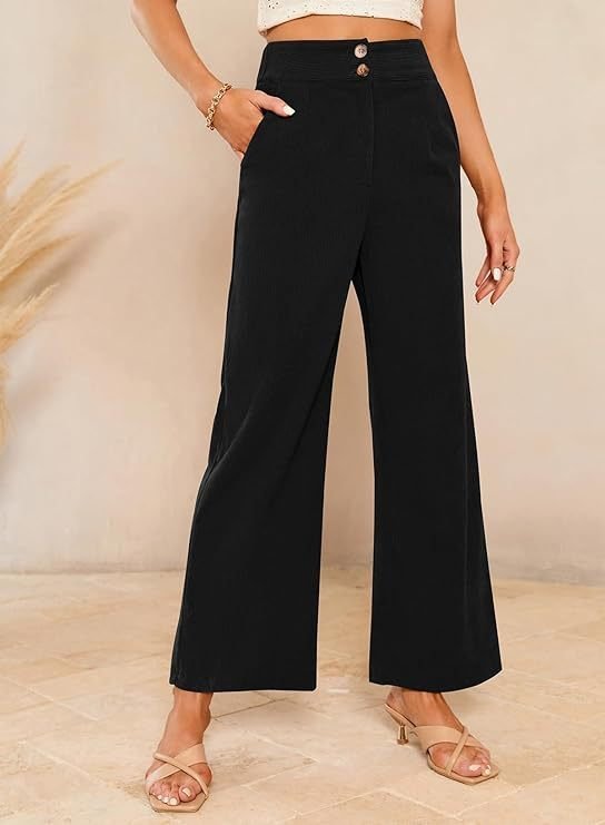 Women Plain Long Elastic Waist Pants Casual Spring/Fall Trousers