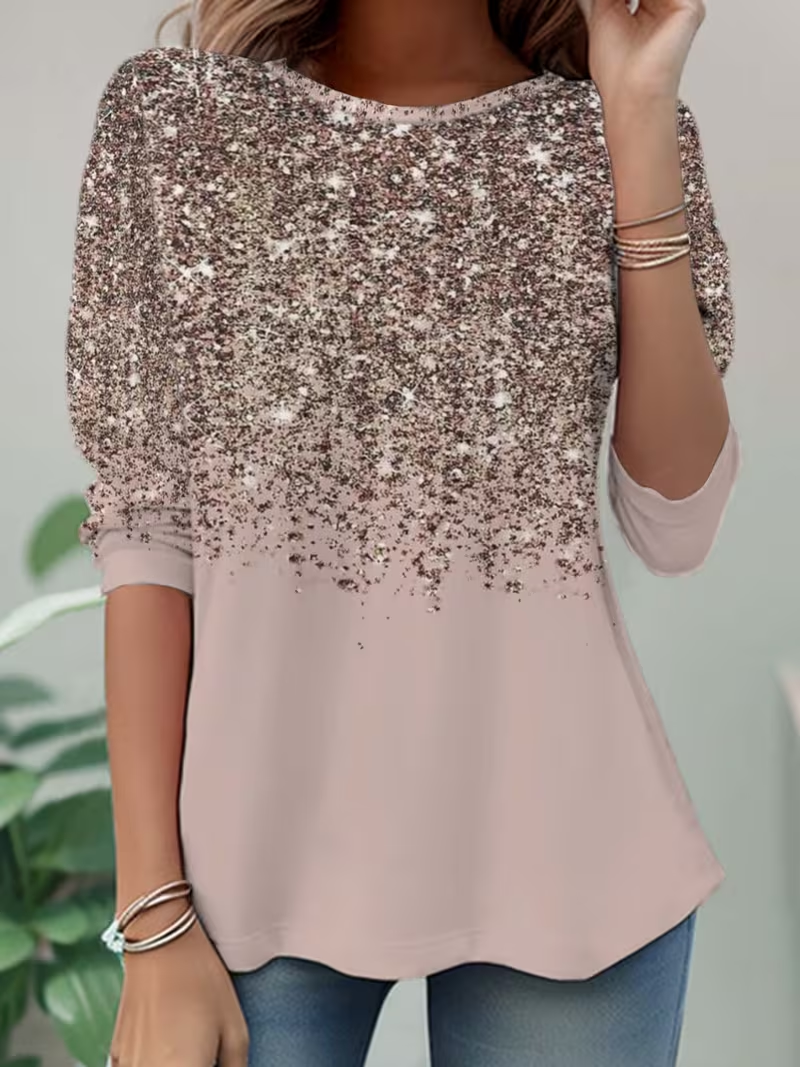 Women Abstract Long Sleeve Tee T-shirt Crew Neck Casual Spring/Fall Tunic Top