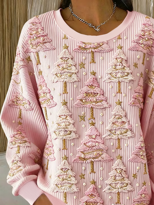 Women Christmas Crew Neck Printing Casual Spring/Fall Long Sleeve Sweatshirt