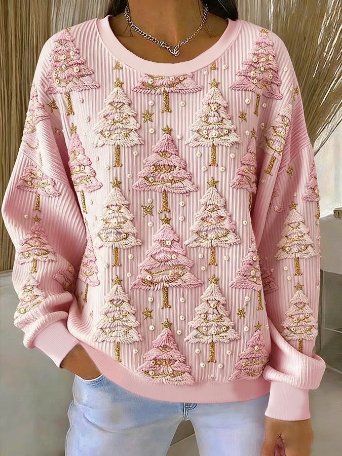 Women Christmas Crew Neck Printing Casual Spring/Fall Long Sleeve Sweatshirt