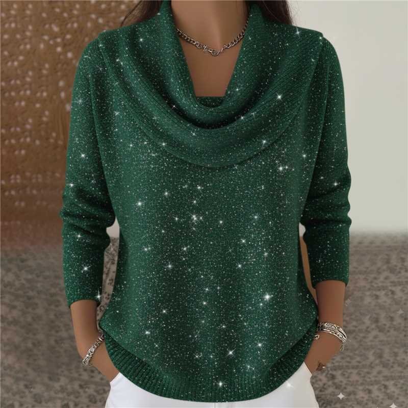 Women Plain Split Joint Winter Street Long Sleeve Cowl Neck Sweater