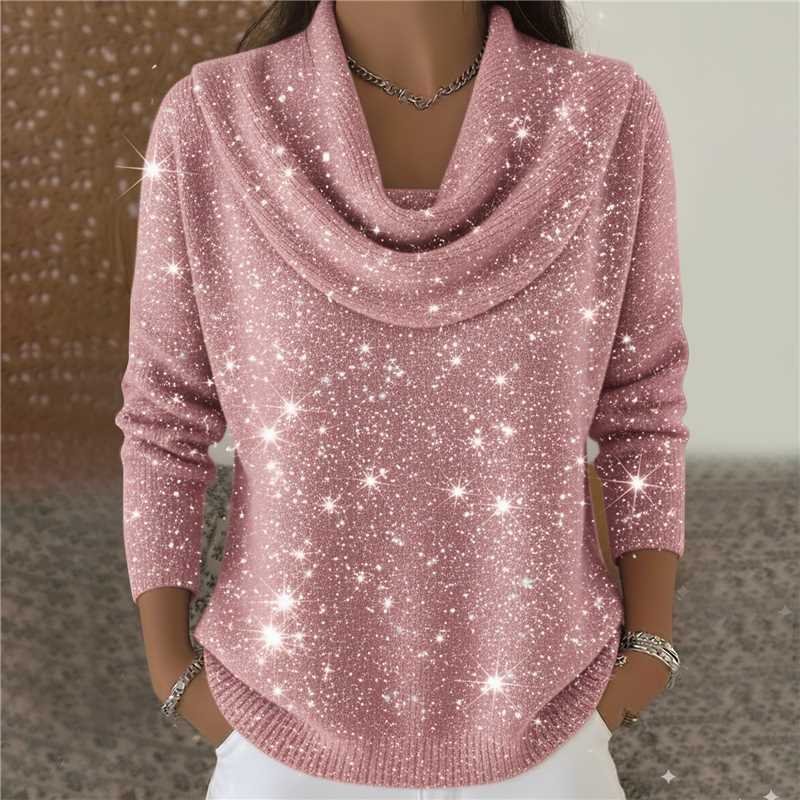 Women Plain Split Joint Winter Street Long Sleeve Cowl Neck Sweater