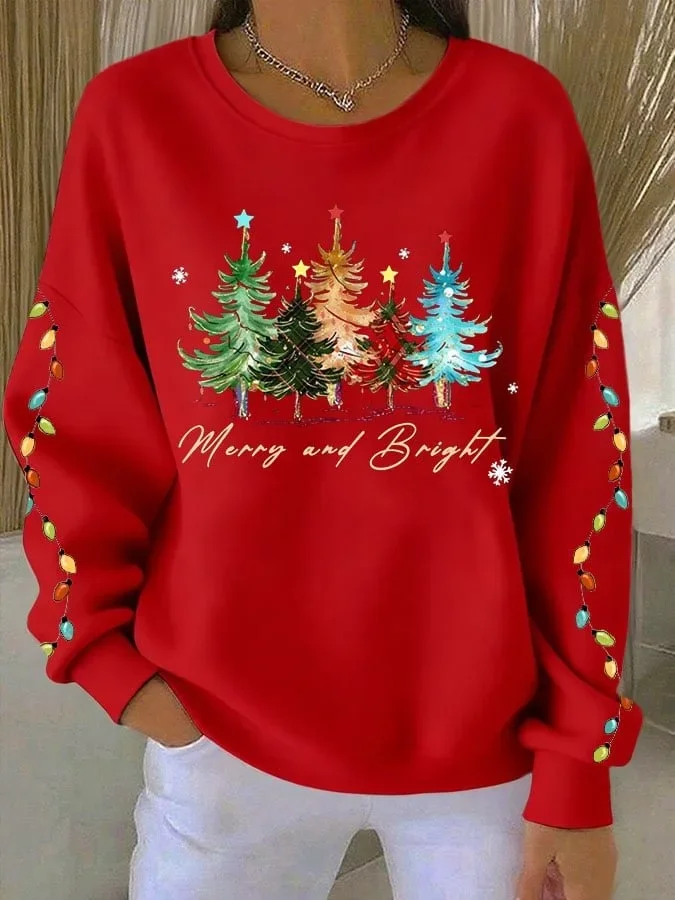 Women Christmas Crew Neck Printing Casual Spring/Fall Long Sleeve Sweatshirt