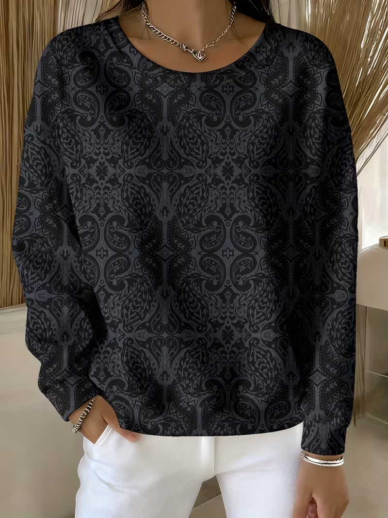 Women Abstract Crew Neck Printing Casual Spring/Fall Long Sleeve Sweatshirt