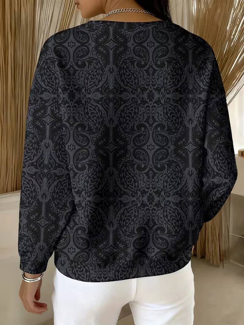 Women Abstract Crew Neck Printing Casual Spring/Fall Long Sleeve Sweatshirt