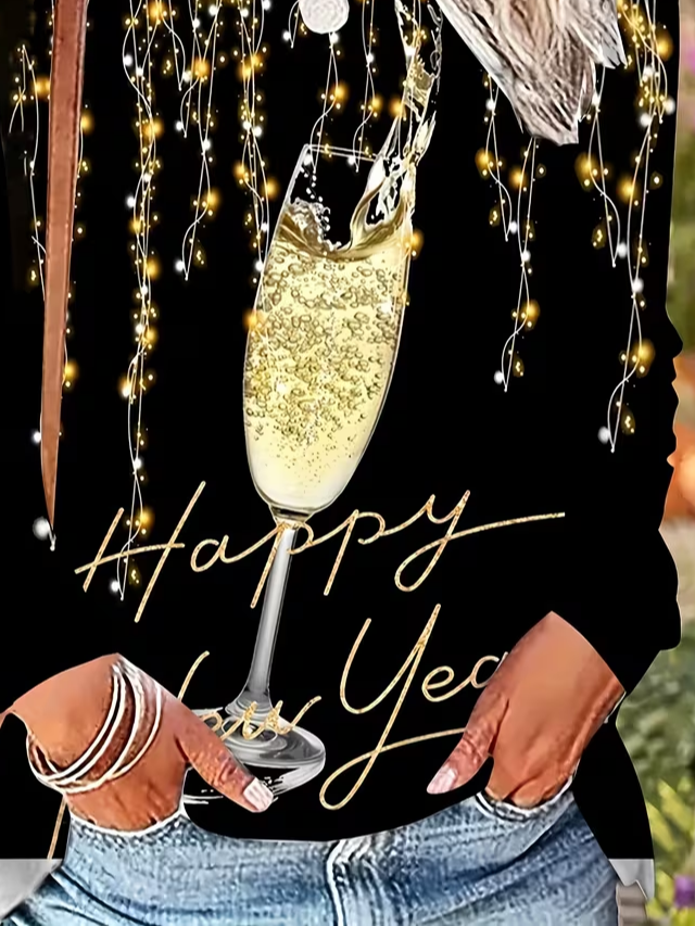 Women Text Letters Long Sleeve Tee T-shirt Crew Neck Casual Spring/Fall Tunic Top