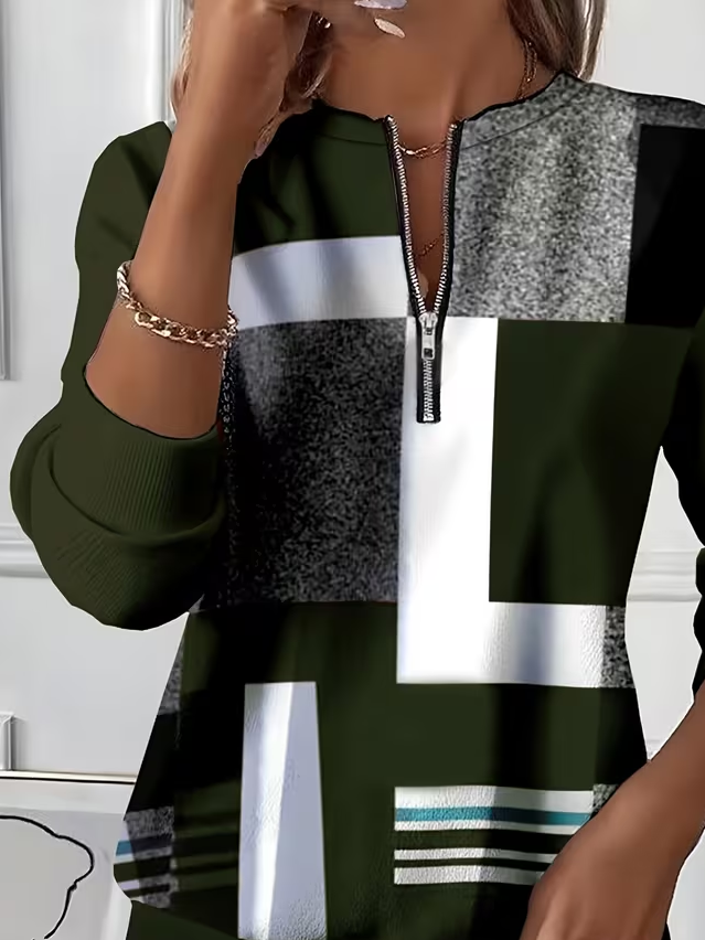 Women Abstract Crew Neck Printing Casual Spring/Fall Long Sleeve Sweatshirt