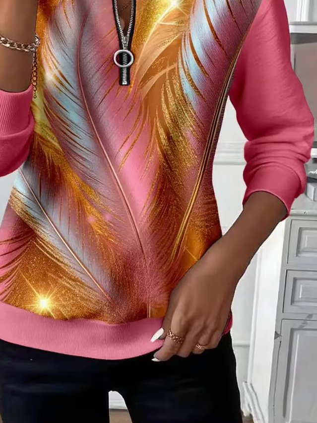 Women Abstract Crew Neck Printing Casual Spring/Fall Long Sleeve Sweatshirt