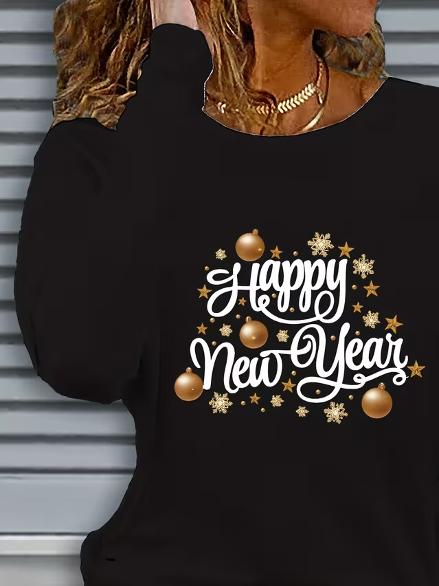 Women Text Letters Long Sleeve Tee T-shirt Crew Neck Casual Spring/Fall Tunic Top