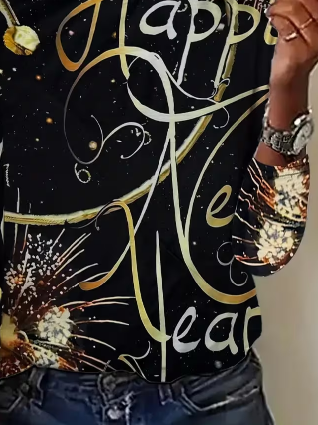 Women Text Letters Long Sleeve Tee T-shirt Crew Neck Casual Spring/Fall Tunic Top