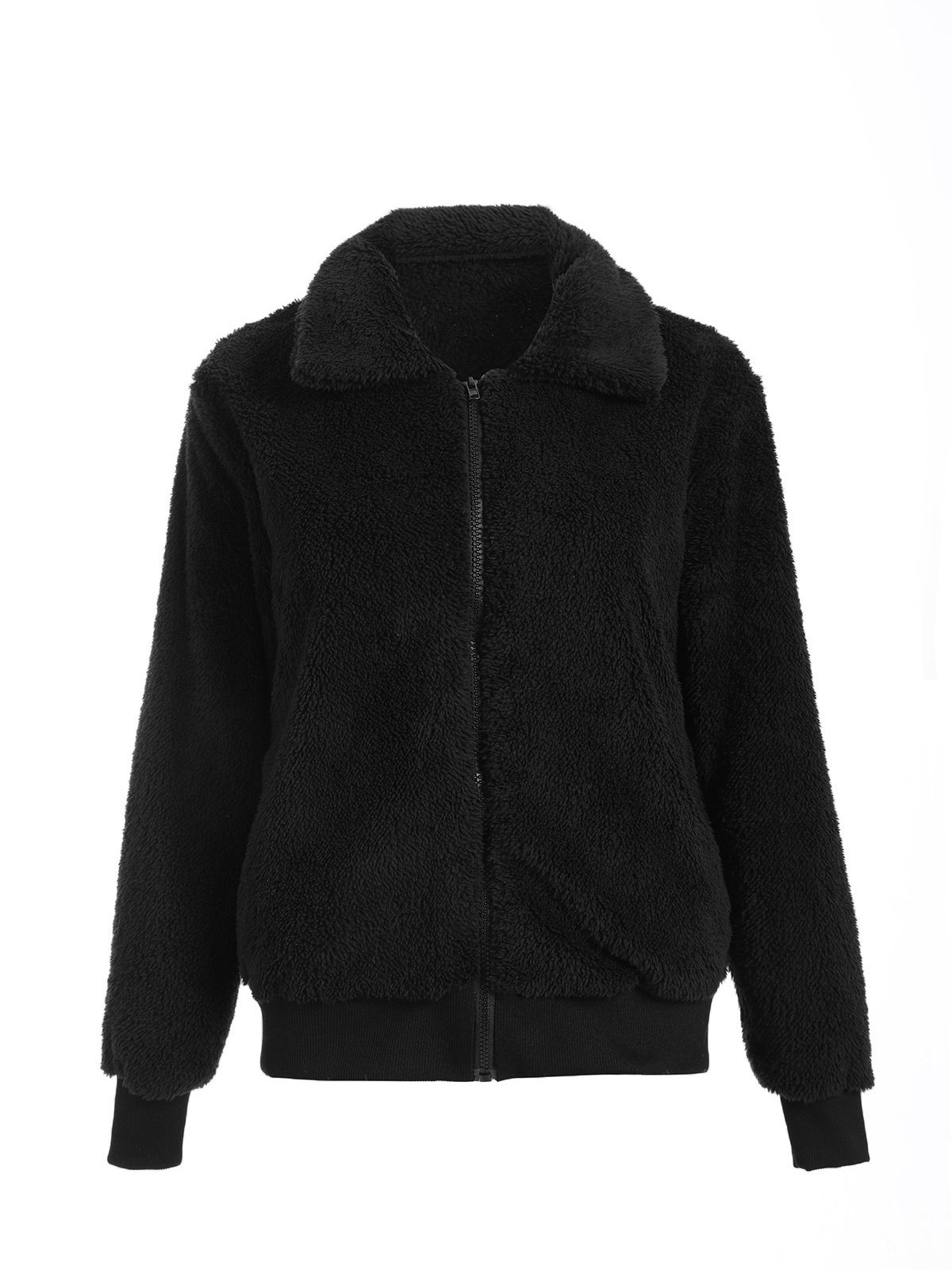 Women Spring/Fall Outerwear Casual Split Joint Plain Long Sleeve Shawl Collar Jacket