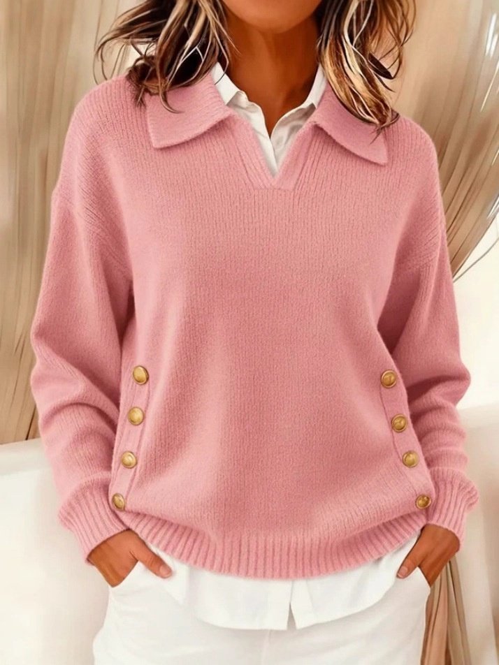 Women Plain Split Joint Winter Street Long Sleeve Shawl Collar Cotton Sweater