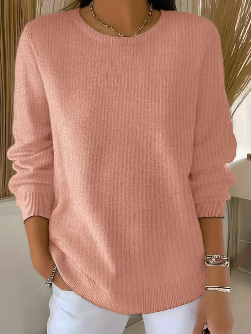 Women Plain Printing Spring/Fall Casual Long Sleeve Crew Neck Sweater