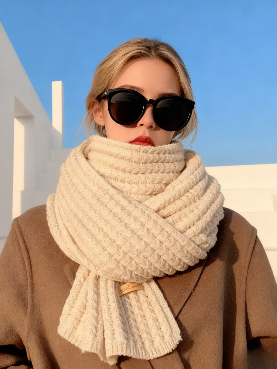 Versatile Korean Style Knitted Wool Christmas Red New Winter High-end New Year Gift Couple Scarf