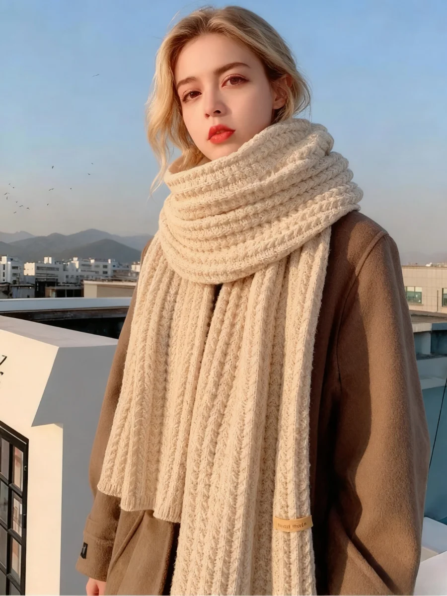 Versatile Korean Style Knitted Wool Christmas Red New Winter High-end New Year Gift Couple Scarf