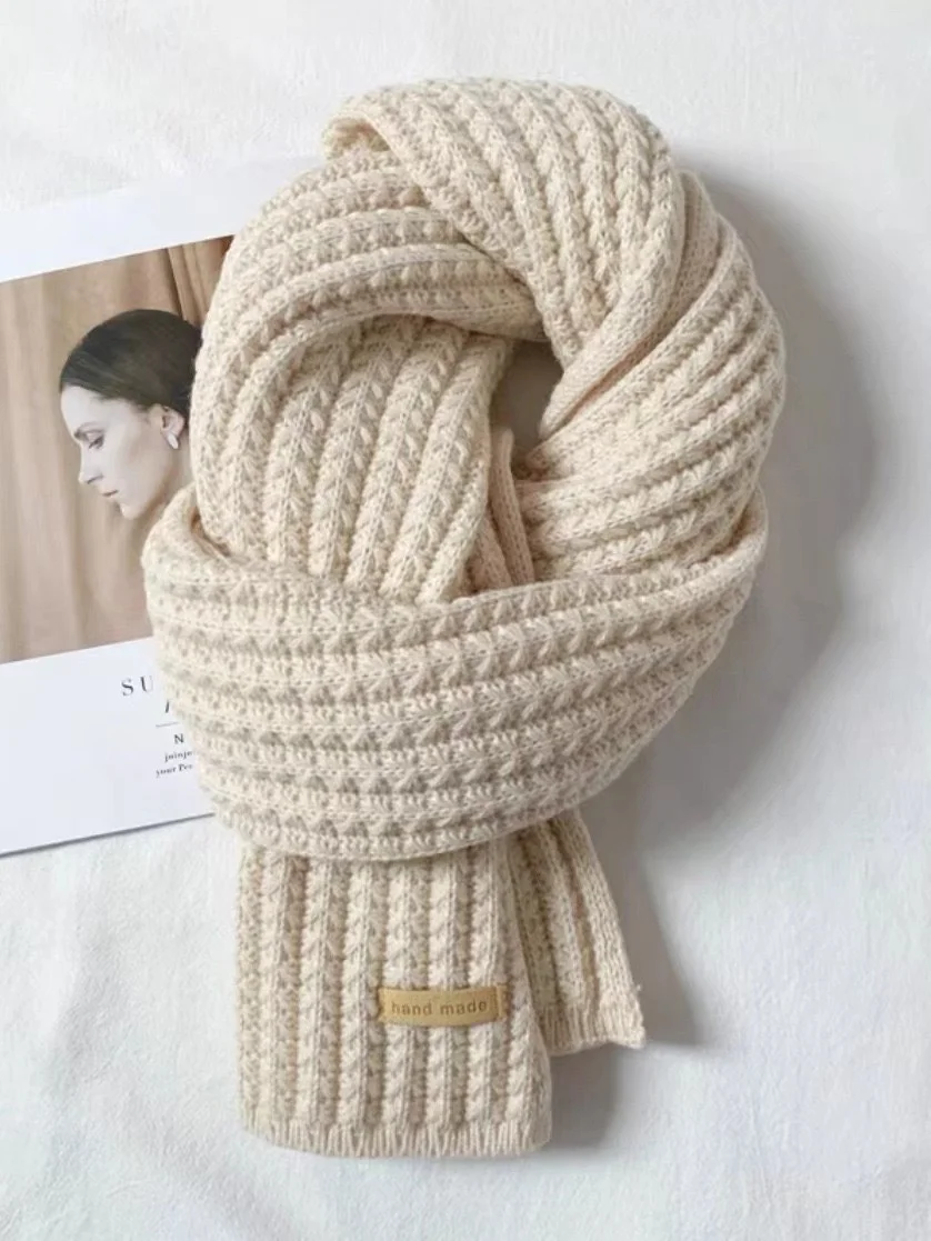 Versatile Korean Style Knitted Wool Christmas Red New Winter High-end New Year Gift Couple Scarf