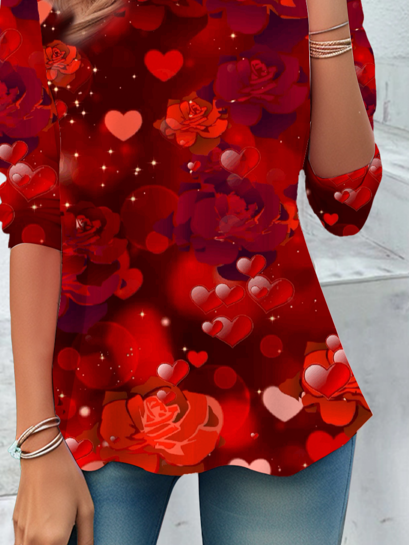 Women Floral Long Sleeve Tee T-shirt Crew Neck Casual Spring/Fall Tunic Top