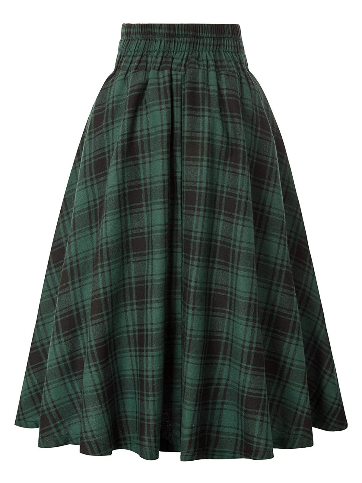 Women Casual Plaid Pleated Spring/Fall Skirt
