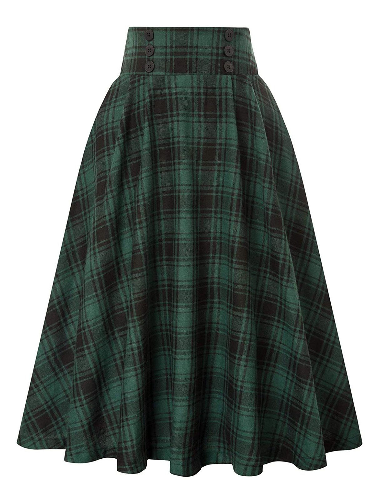Women Casual Plaid Pleated Spring/Fall Skirt