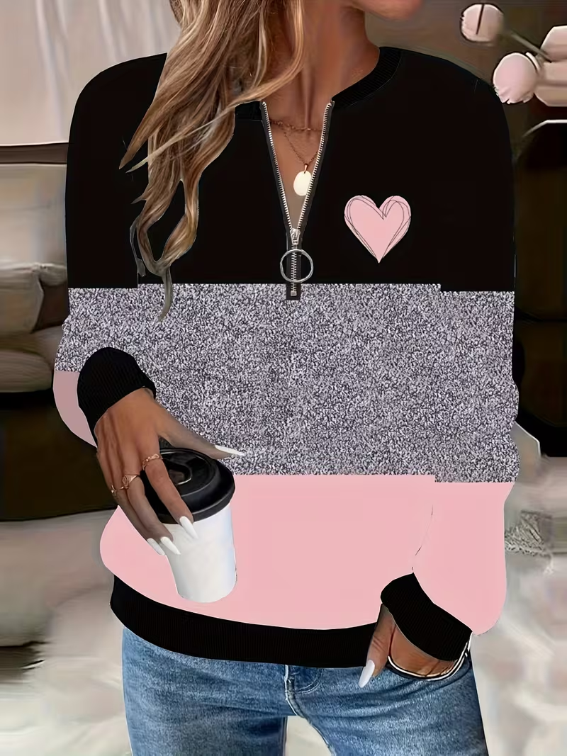 Women Heart/Cordate Crew Neck Printing Casual Spring/Fall Long Sleeve Sweatshirt