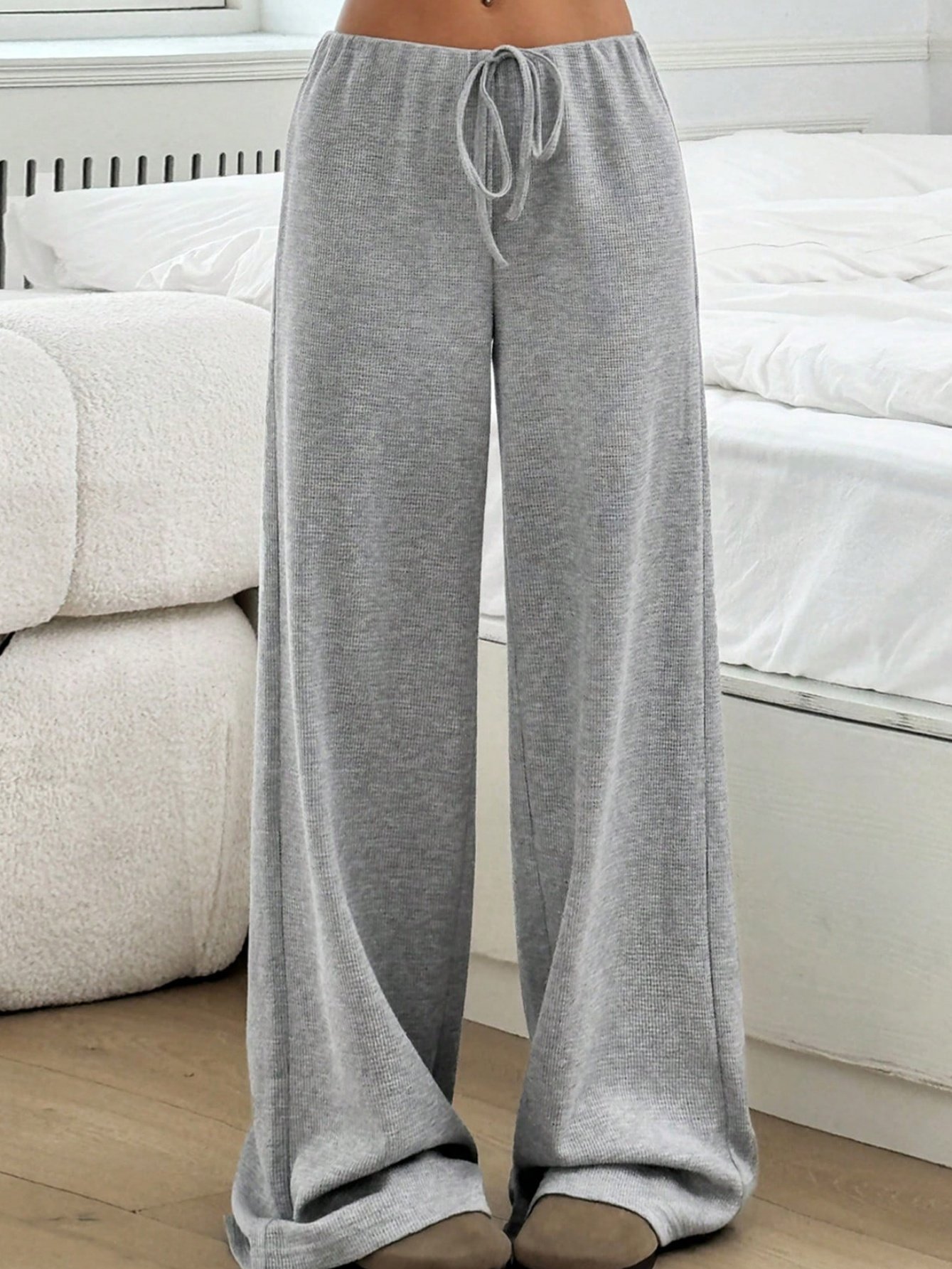 Women Striped Long Elastic Waist Pants Casual Spring/Fall Trousers