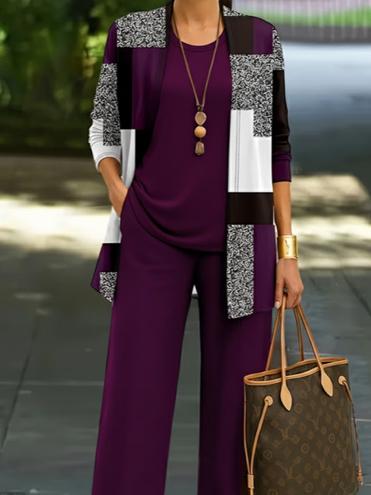 Women Plain Two-Piece Set Daily Long Sleeve Casual Spring/Fall Multi-Piece Set Matching Set