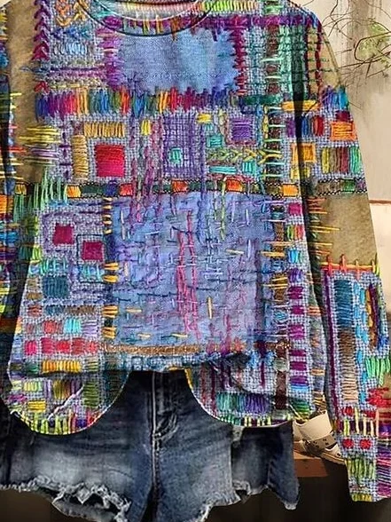 Printing Casual Abstract Loose Sweatshirt | justfashionnow