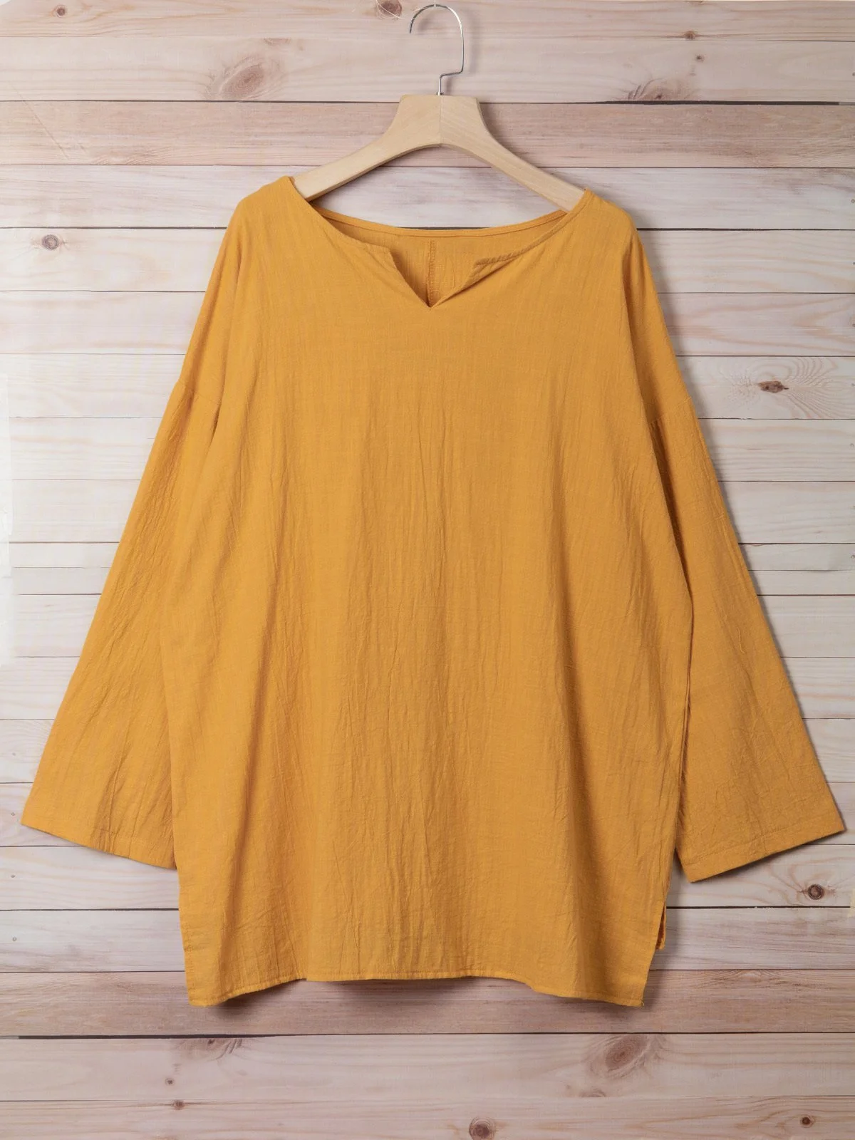 Casual Long Sleeve Plus Size V-Neck Blouses