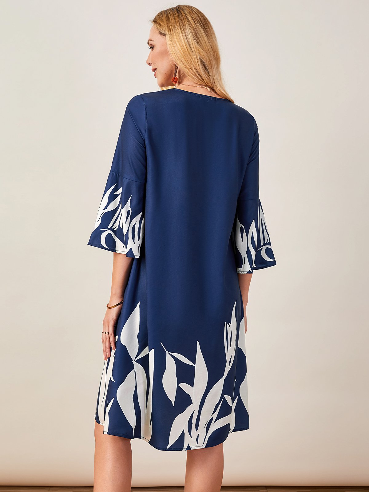 V Neck Loosen Flare Sleeve Prom Dresses justfashionnow