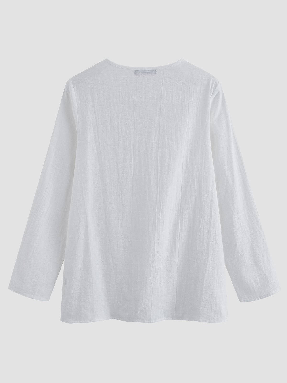 Solid Paneled Long Sleeve V Neck Shirts & Tops