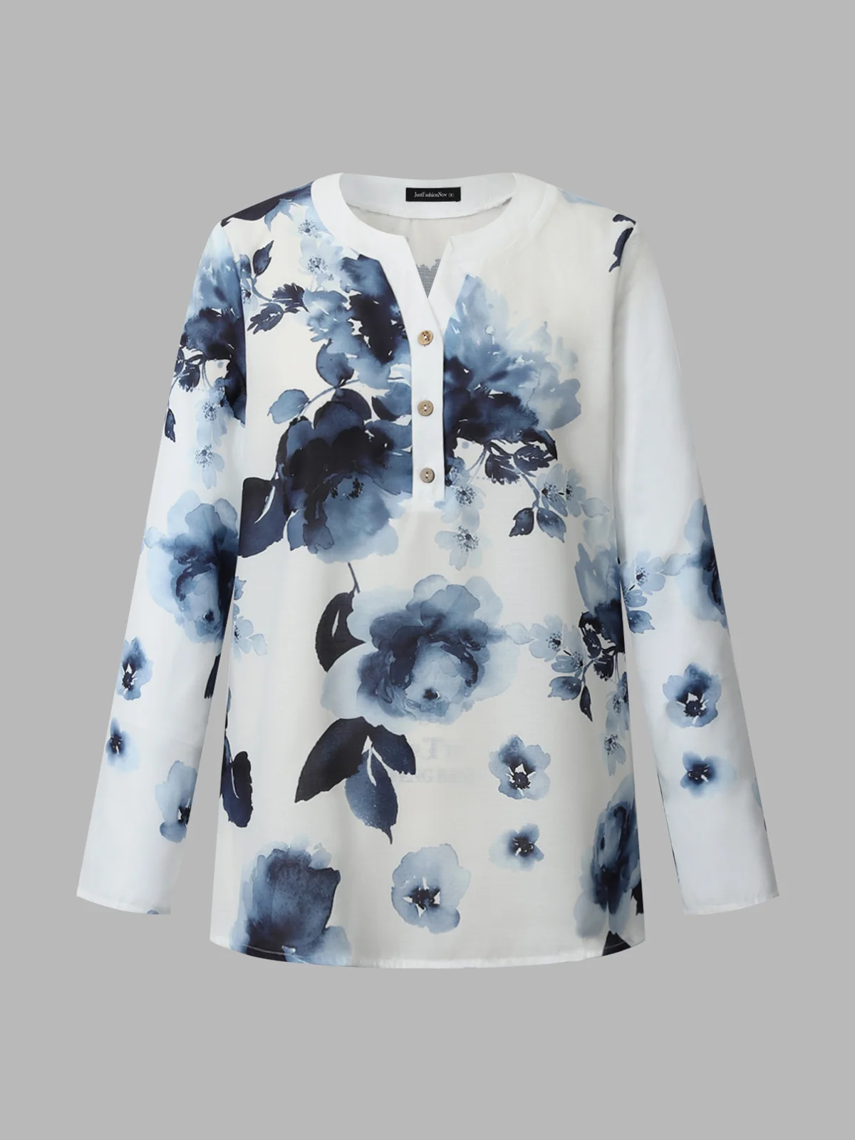 Floral Buttoned Long Sleeve Boho Shirts & Tops