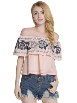 Off Shoulder Embroidered Girly Off Shoulder Top