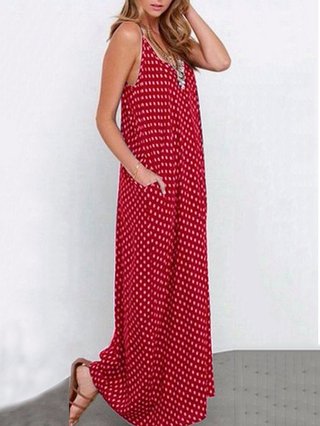 red spotty maxi dress